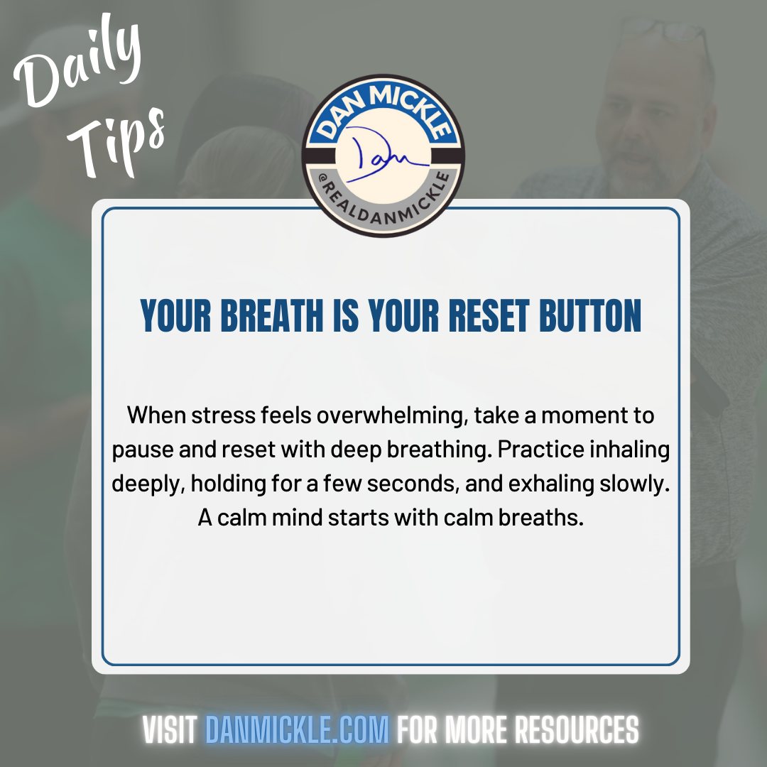 Daily Tip - Your breath is your reset button.

When stress feels overwhelming, take a moment to pause and reset with deep breathing. Practice inhaling deeply, holding for a few seconds, and exhaling slowly. A calm mind starts with calm breaths.

#DontSuck #OneDayOne #HighStandards
