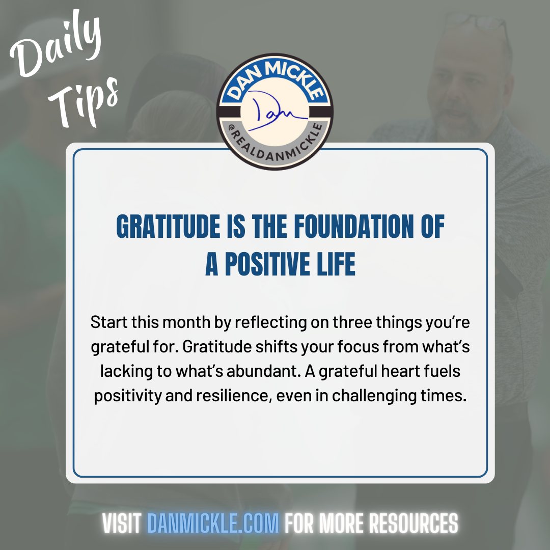 Daily Tip - Gratitude is the foundation of a positive life.

Start this month by reflecting on three things you’re grateful for. Gratitude shifts your focus from what’s lacking to what’s abundant. A grateful heart fuels positivity and resilience, even in challenging times.

#DontSuck #OneDayOne #HighStandards