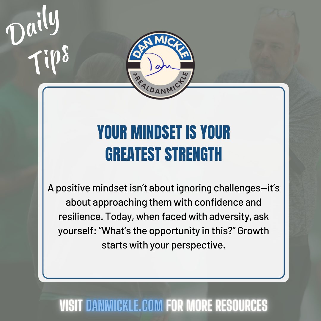 Daily Tip - Your mindset is your greatest strength.

A positive mindset isn’t about ignoring challenges—it’s about approaching them with confidence and resilience. Today, when faced with adversity, ask yourself: “What’s the opportunity in this?” Growth starts with your perspective.

#DontSuck #OneDayOne #HighStandards