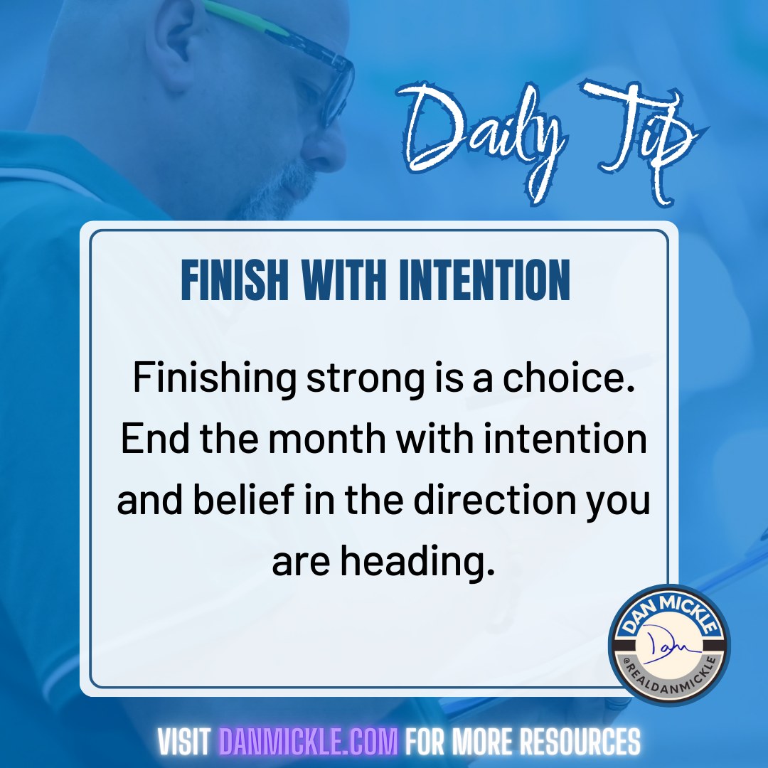 Daily Tip - Finish With Intention

Finishing strong is a choice. End the month with intention and belief in the direction you are heading.

#MentalPerformance #DontSuck #OneDayOne #FinishStrong